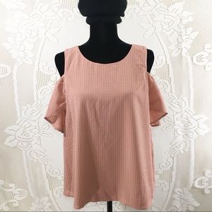 Meraki |  Cold Shoulder Blouse w Ruffled Sleeve